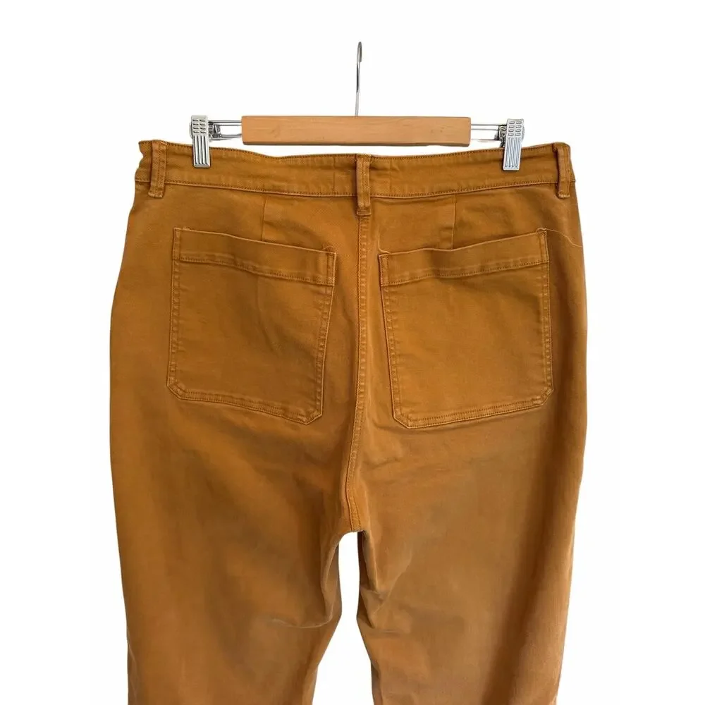 Everlane Women’s 16 Straight Leg Crop Pants Ultra High Rise Ochre Stretch Cotton